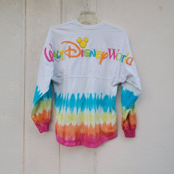 Walt Disney World Spirit Jersey TIE DYE RAINBOW w/LEMON Size XS Long Sleeve - Picture 4 of 5